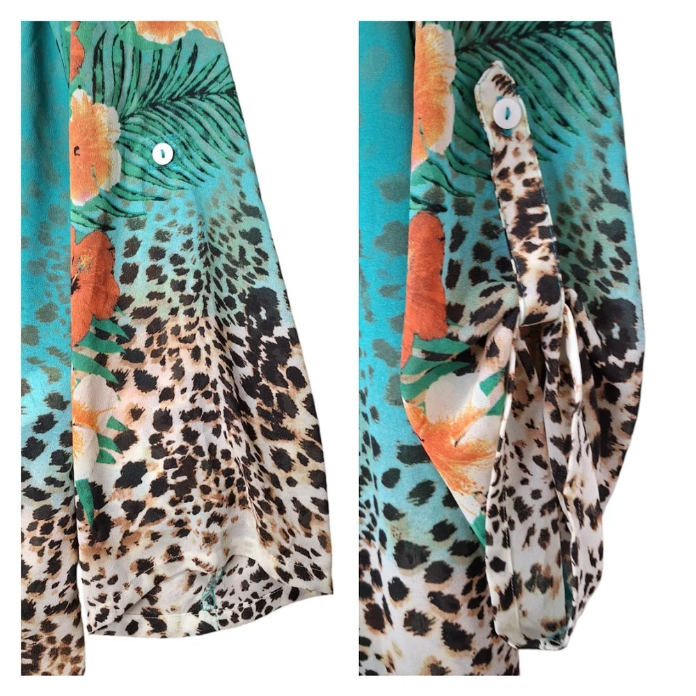Soft Surroundings Lightweight Sheer Floral Animal Print Tunic Top Petite - Picture 7 of 14